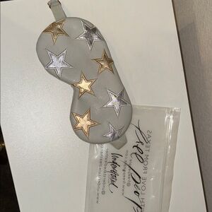 Free People Gray Sleep Mask with Silver and Gold Stars